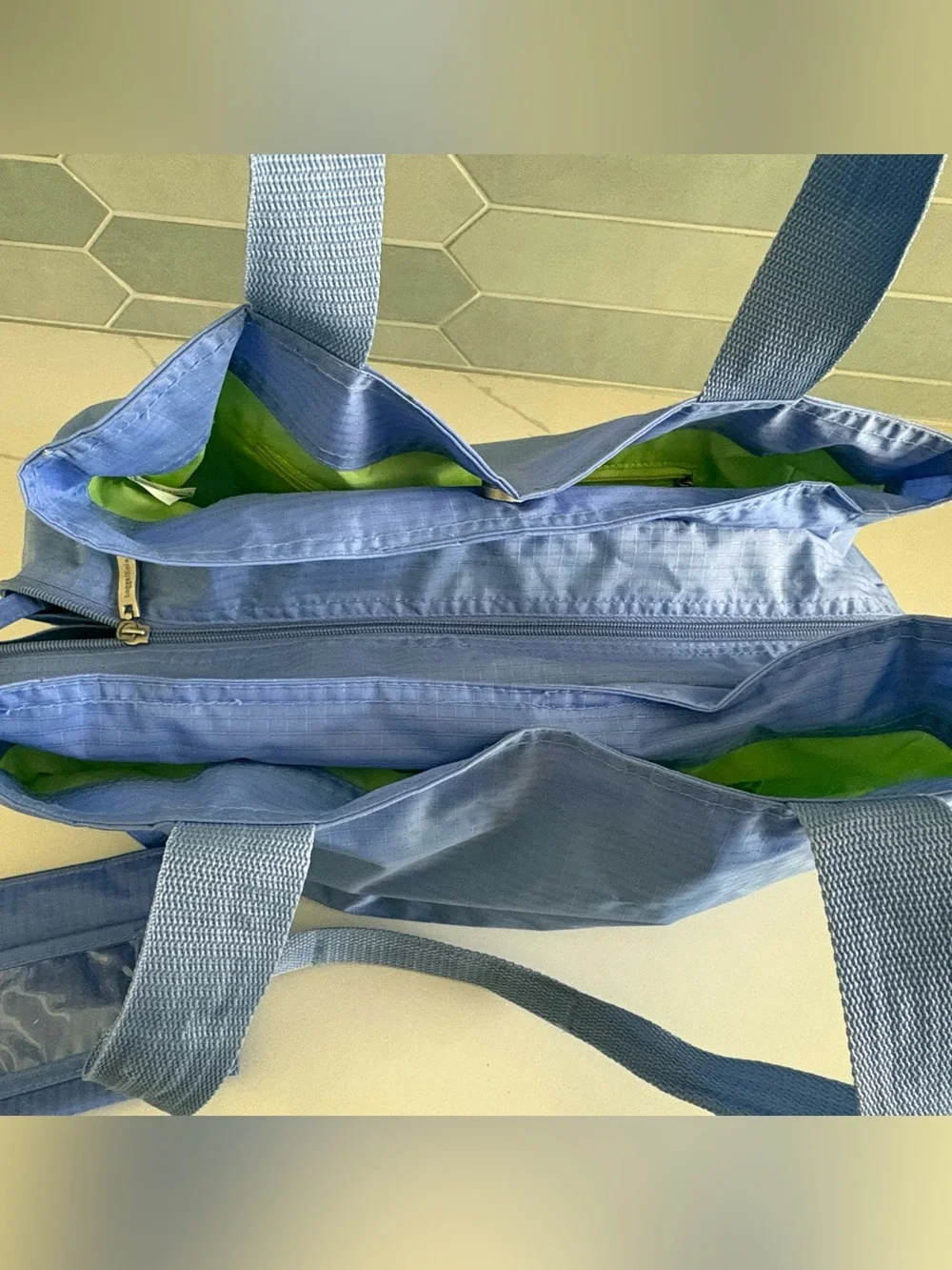Baggallini Carryall Expandable Packable Tote Bag (Cornflower / Ice Blue